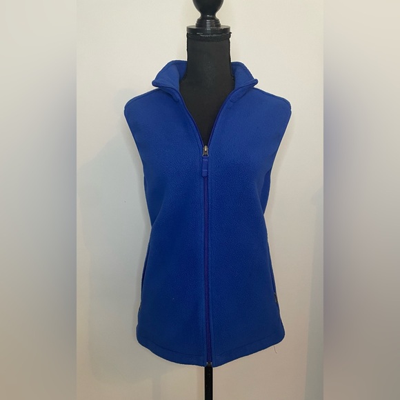 Lands End Fleece Zip Vest Royal Blue Sz M 10-12 - Picture 1 of 3